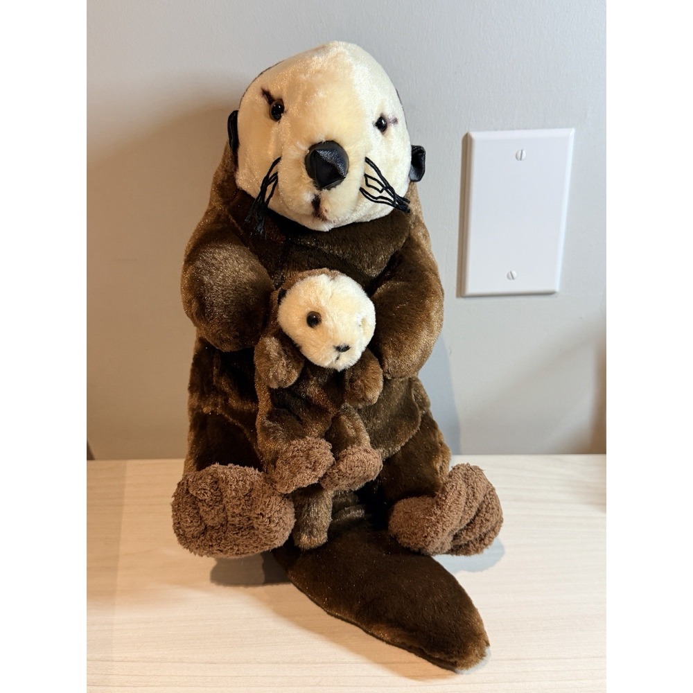 Monterey Bay Aquarium Sea Otter Plush Stuffed Animal Toy Mom with Baby